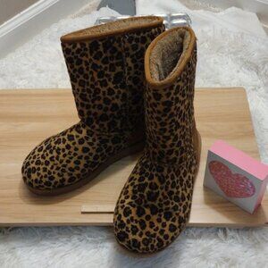 Leopard Print Mid Calf Fleece Lined Boots Women's Size 6